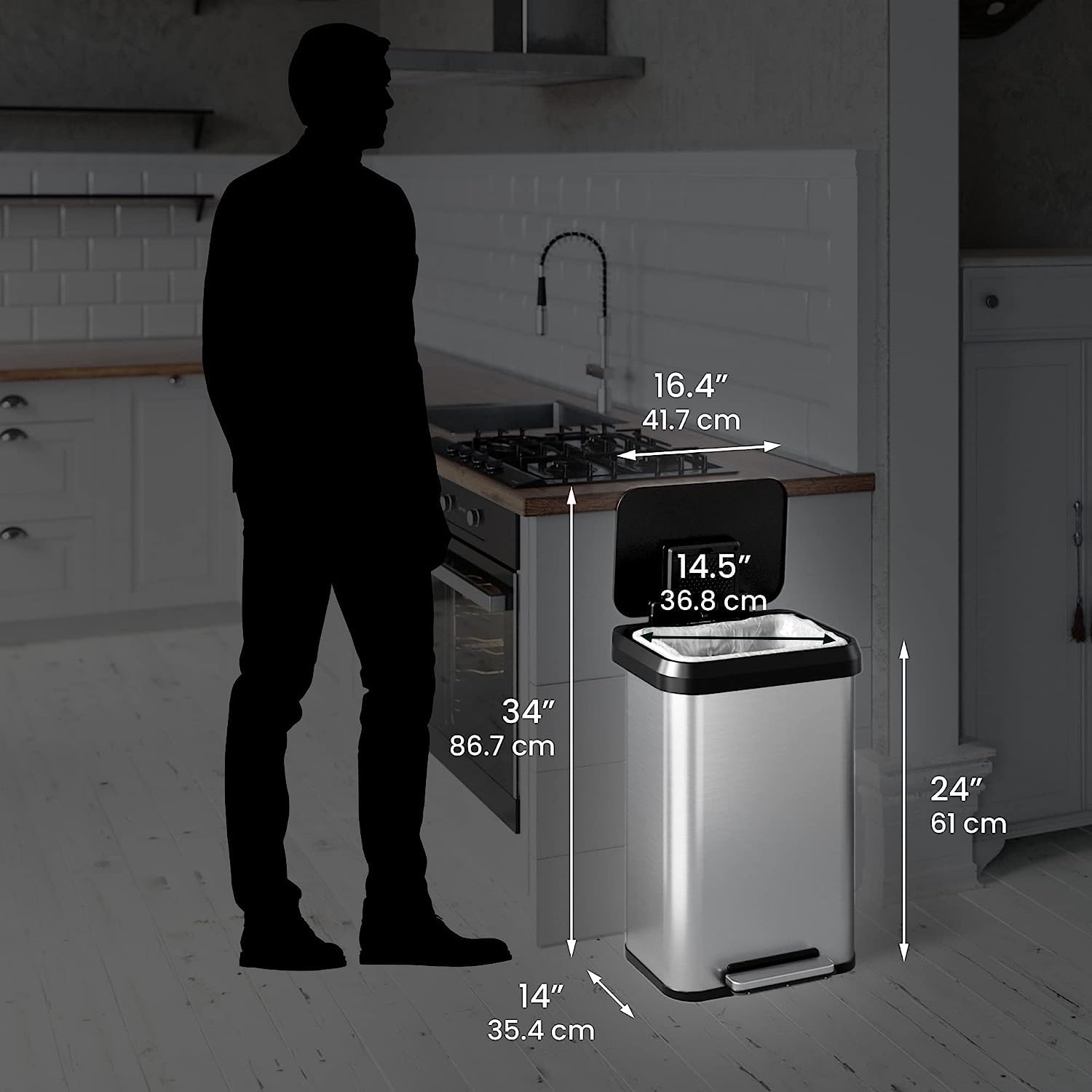 iTouchless dans une cuisine, capacité 50 L adaptée à la maison