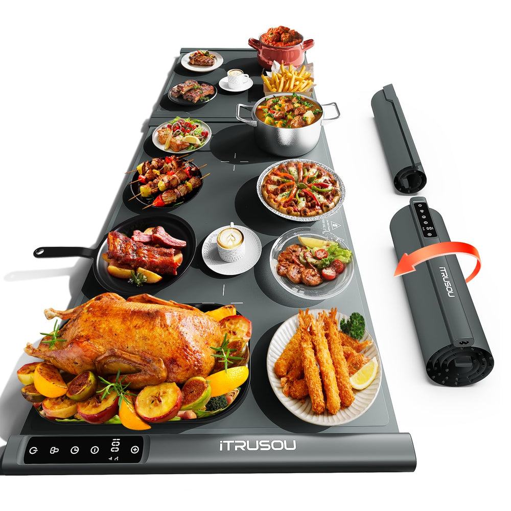 itrusou vue face du tapis chauffant montrant espace de service et maintien de chaleur