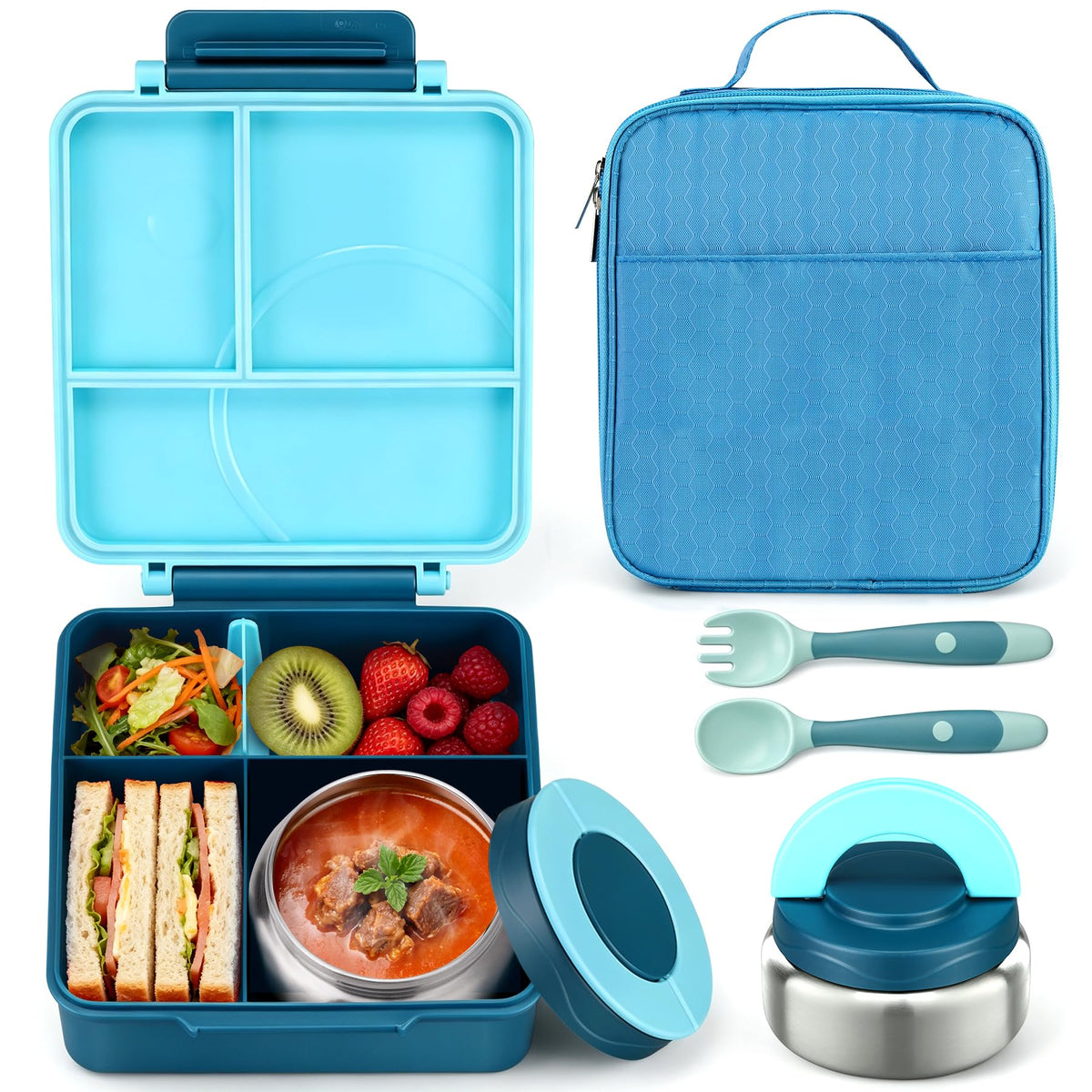 Itslife boîte bento face ouverte montrant 4 compartiments pour organiser repas