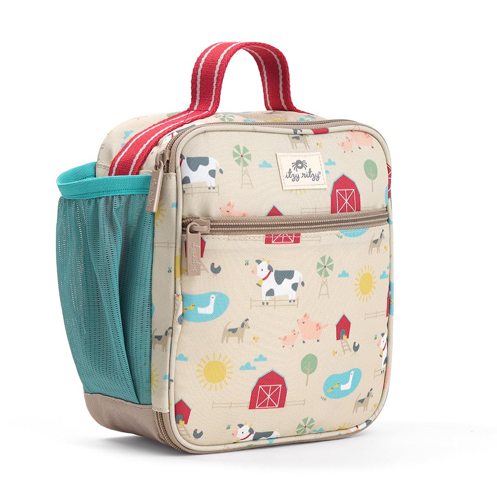 Itzy Ritzy vue de face du sac Farm montrant le design et la fermeture zippée, facile à reconnaître