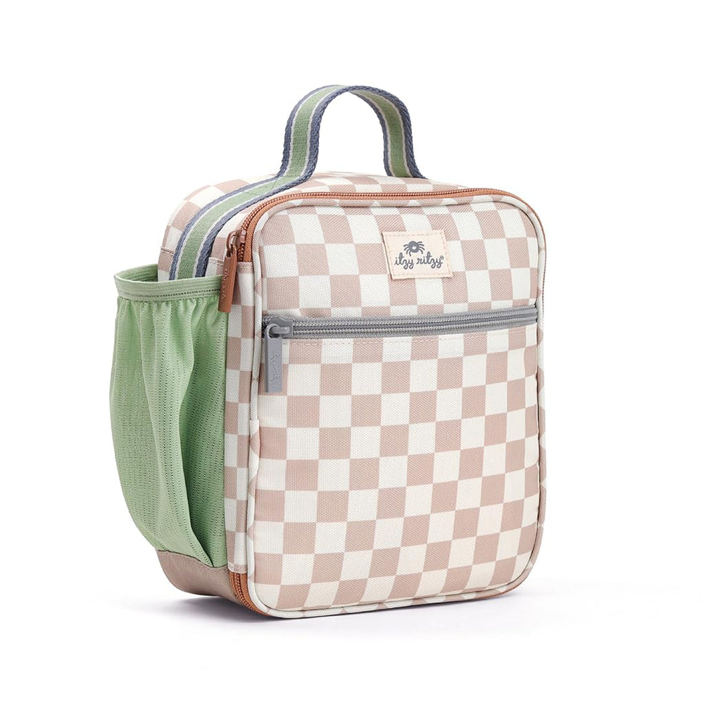 Itzy Ritzy sac repas vue de face montrant fermeture et design, pratique au quotidien