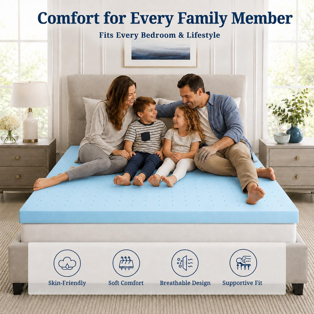 IULULU surmatelas posé sur lit Queen, comparaison d'échelle et ajustement