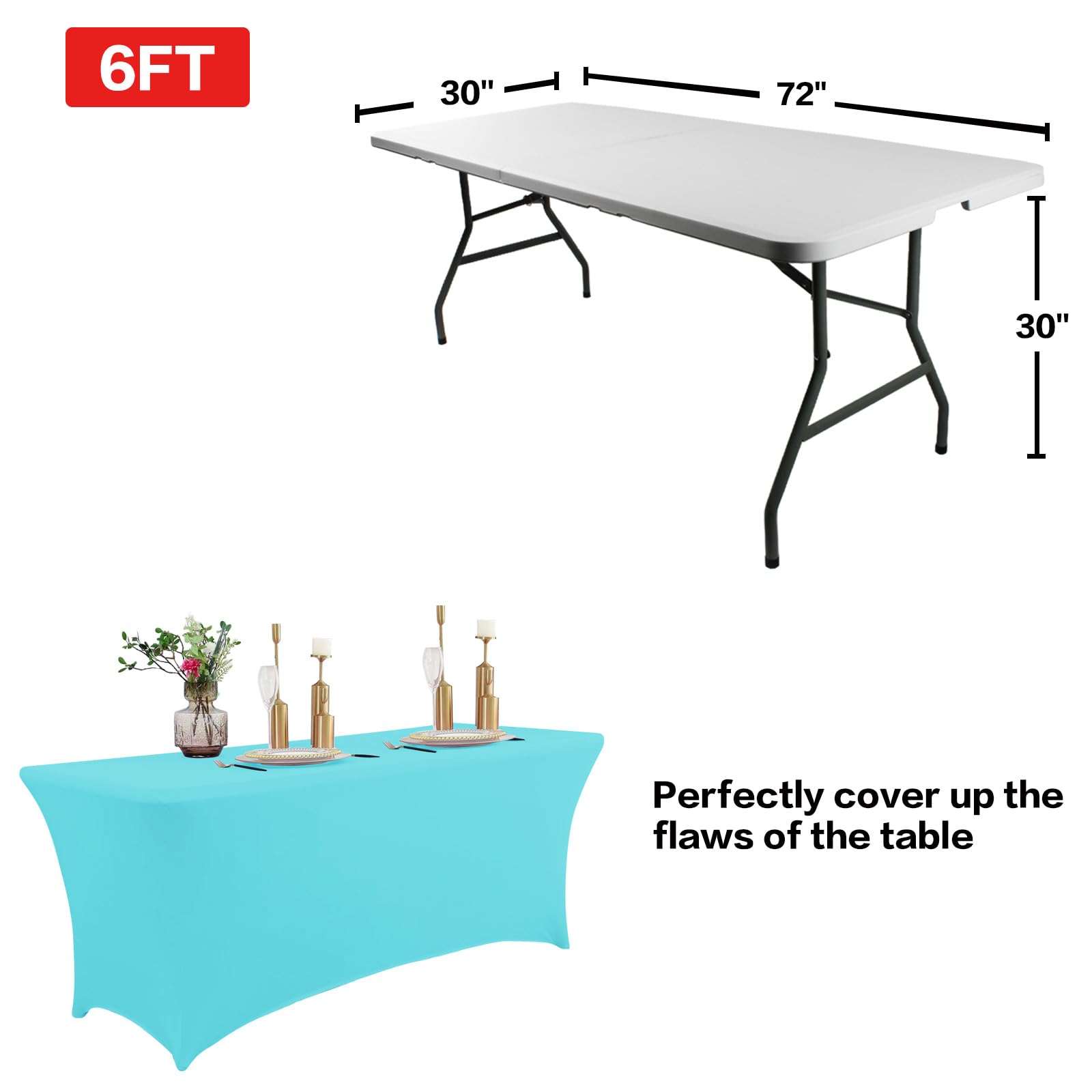 IVAPUPU housse en situation sur table, maintien stable pour buffet ou réception