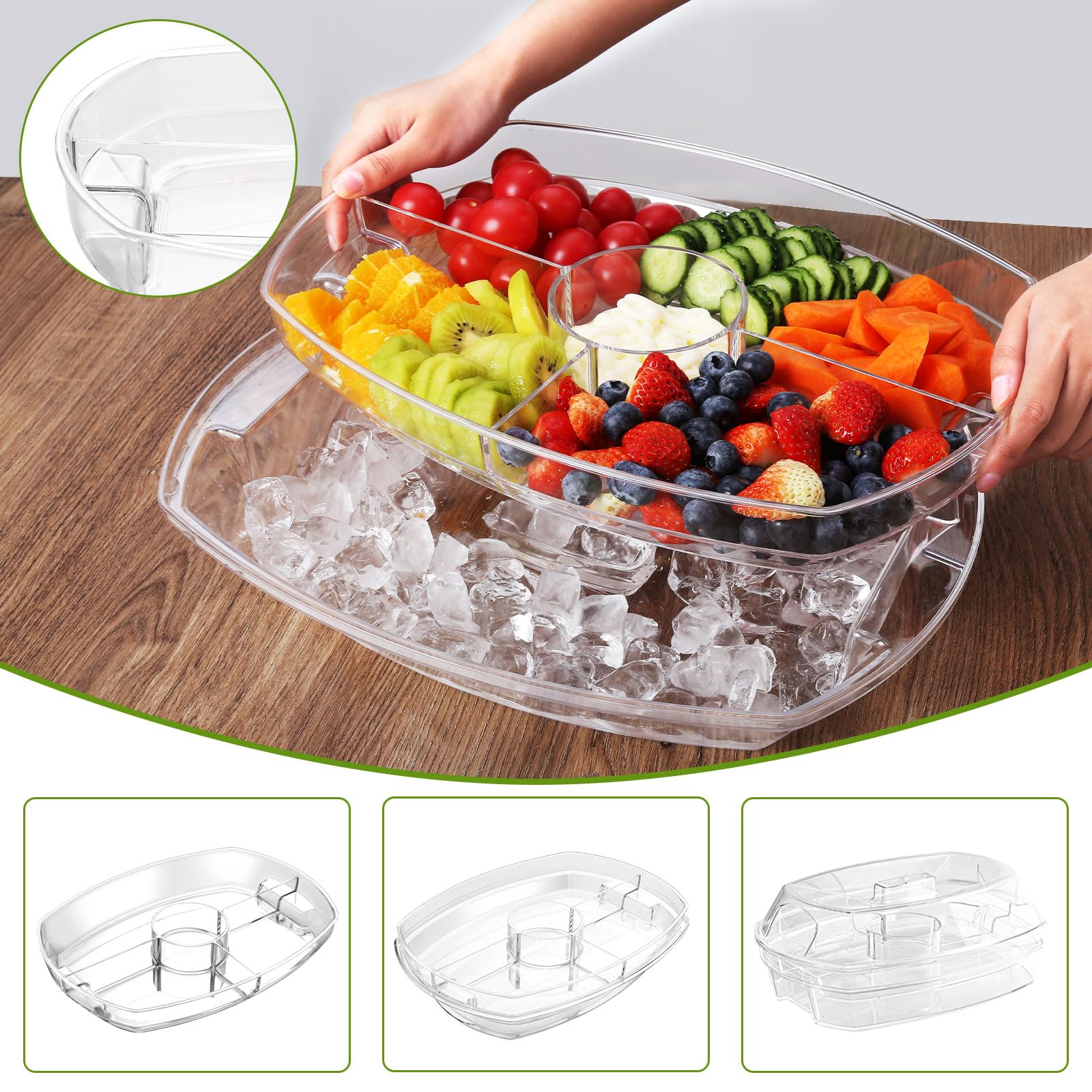 IVYHOME plateau en usage avec crevettes gardant fraîcheur