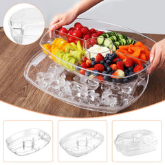 IVYHOME plateau vu de dessus avec fruits et crevettes, présentation soignée