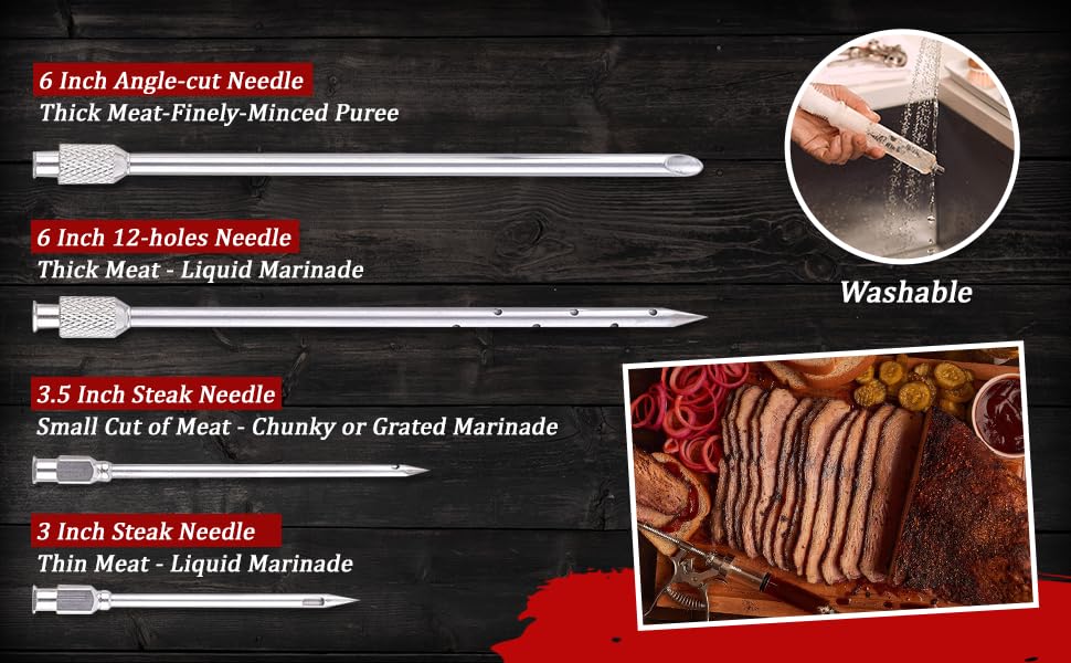 J&B Goods aiguille 6 pouces avec 12 trous, diffusion uniforme de la marinade
