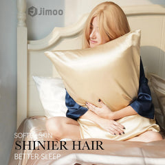 J JIMOO gros plan matière soie 22 momme douceur et texture protectrice