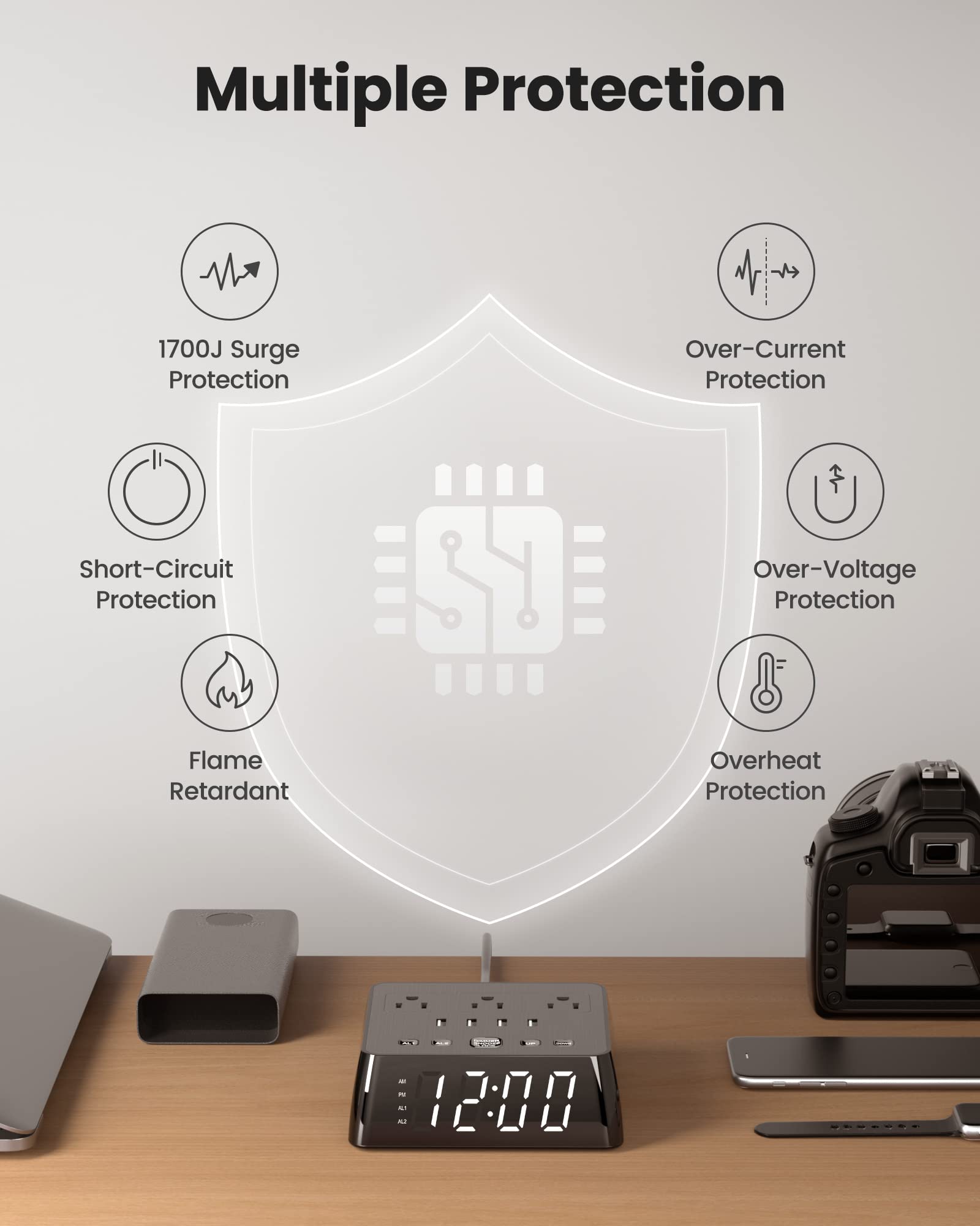 JACKYLED station de charge sur table de chevet illustrant usage quotidien