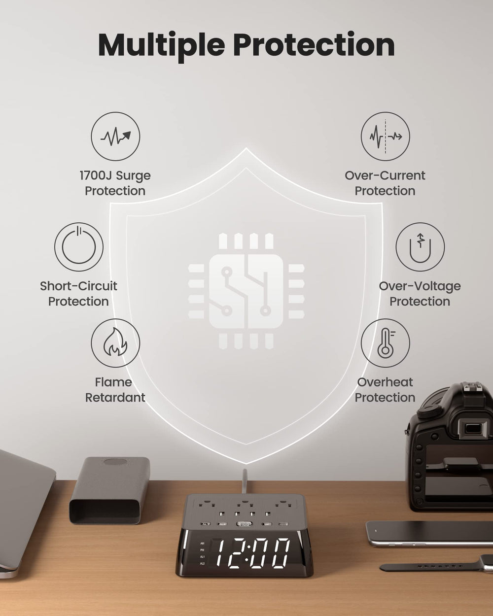 JACKYLED station de charge sur table de chevet illustrant usage quotidien