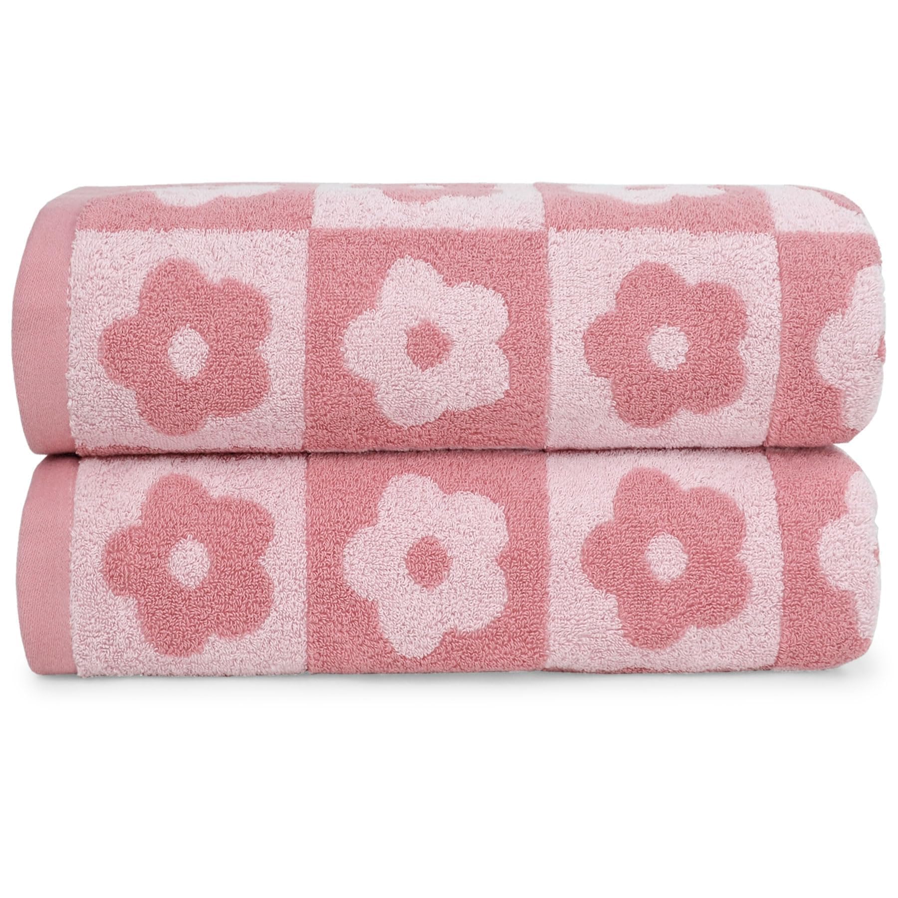 Jacquotha vue avant du lot rose à carreaux fleuris, apport décoratif immédiat