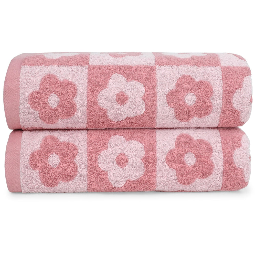 Jacquotha vue avant du lot rose à carreaux fleuris, apport décoratif immédiat