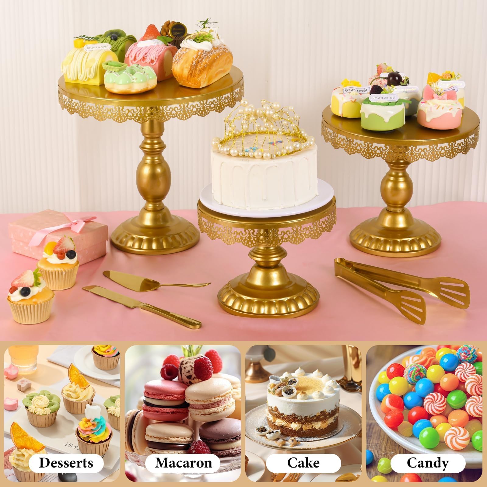 Jaevorite table de fête stylée, rendu doré sophistiqué pour événement