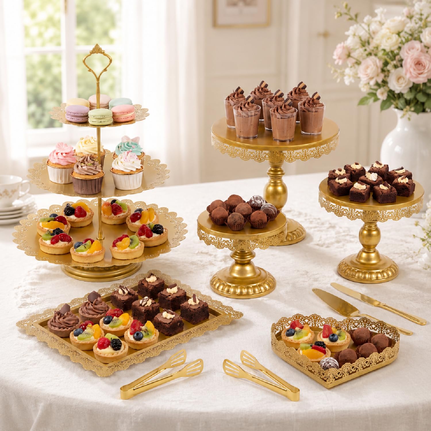 Jaevorite plateau en cœur rempli de pâtisseries, mise en valeur romantique