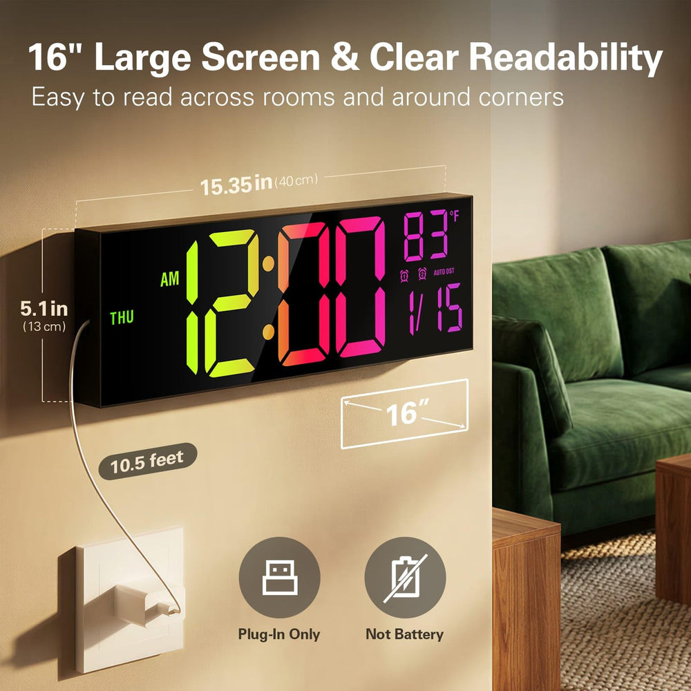 JALL horloge gros plan LED couleurs RGB, personnalisation d'ambiance