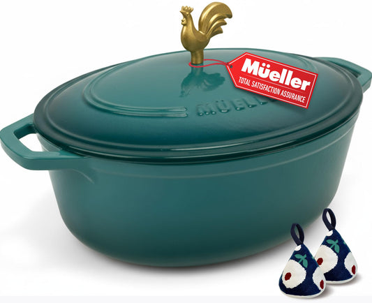 JANSKA MUELLERHOME cocotte ovale face, design émeraude et cuisson homogène