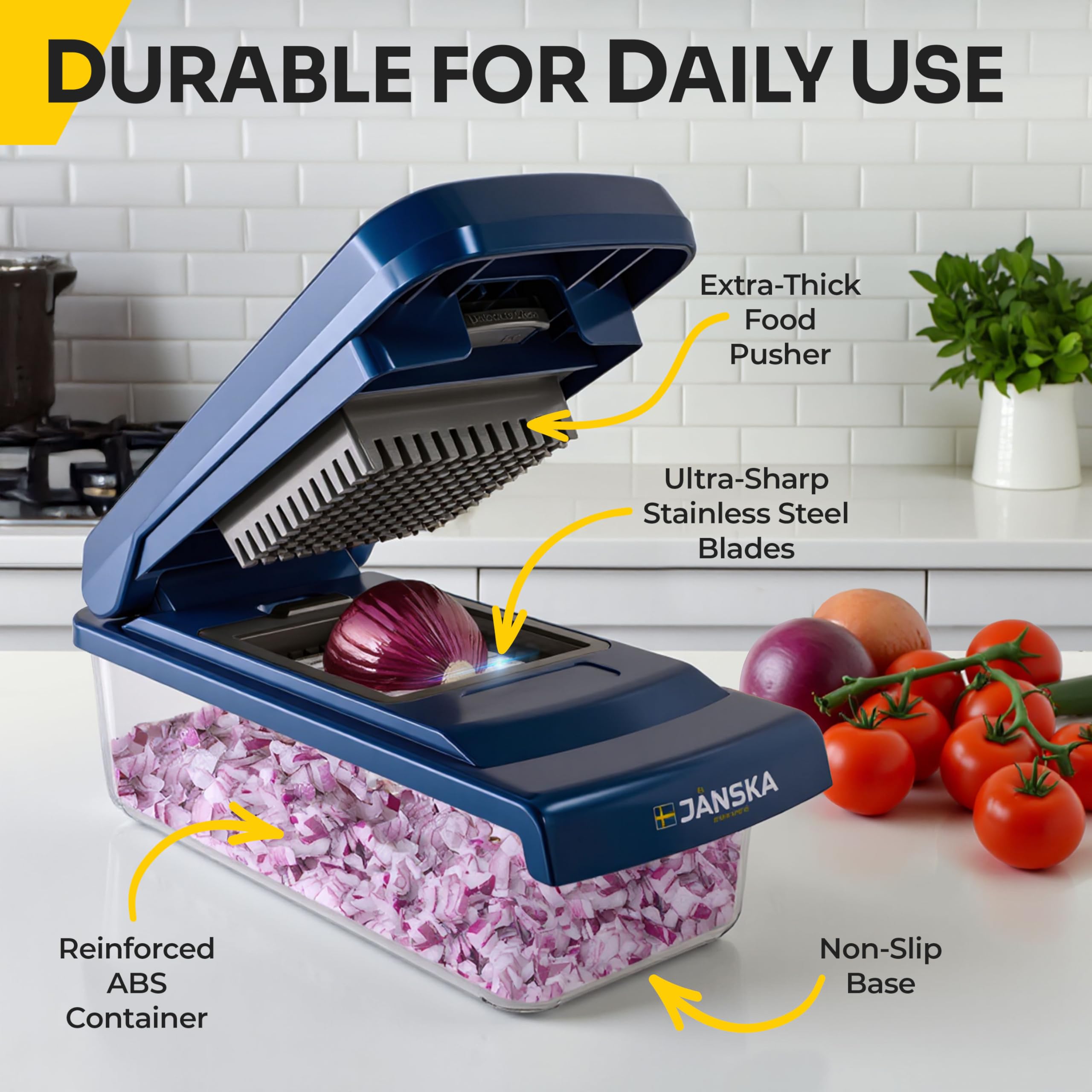 JANSKA UltraChop gros plan lames inox pour découpes précises et durables