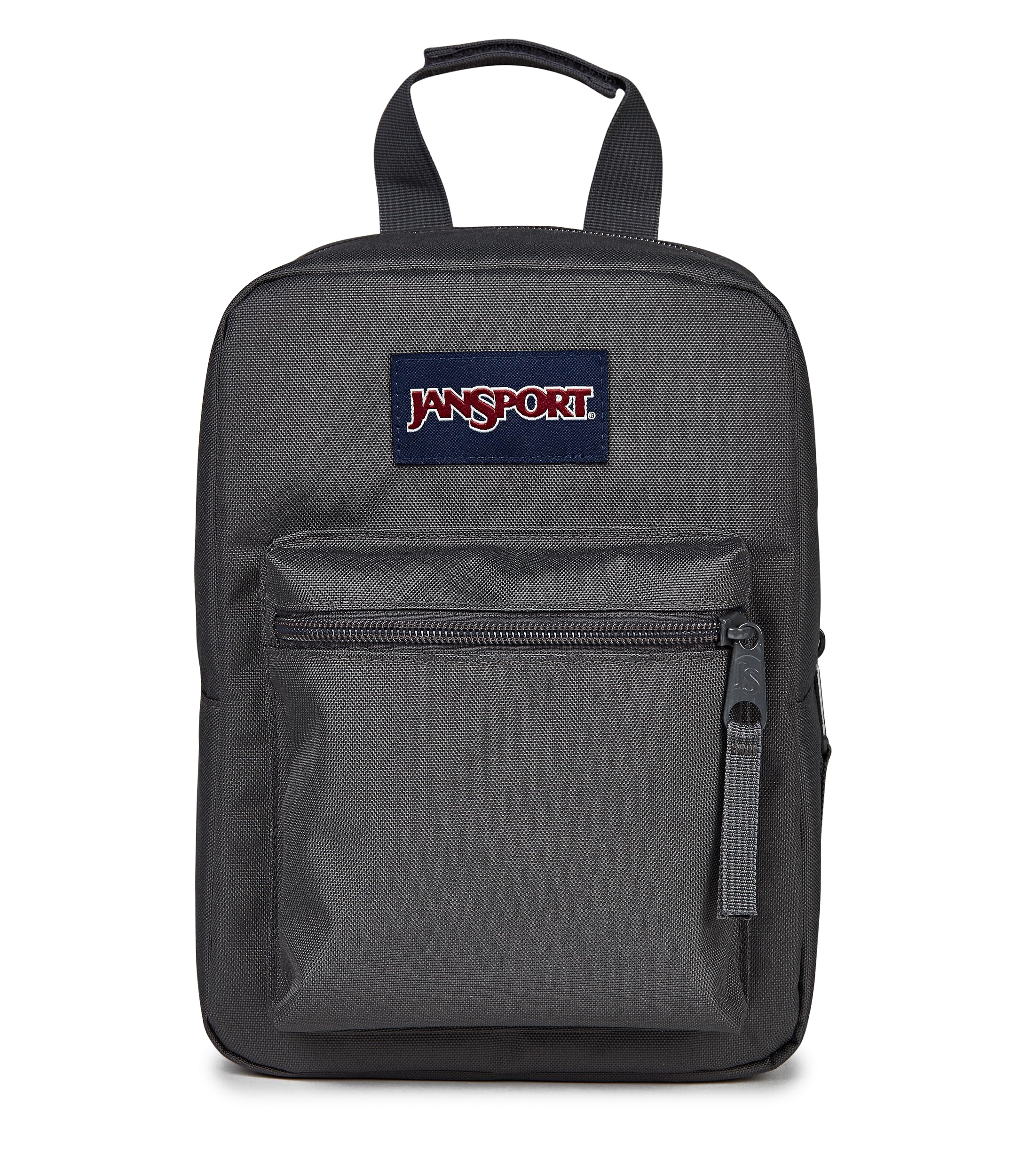 JanSport Big Break face avant montrant la poche zippée et transport pratique