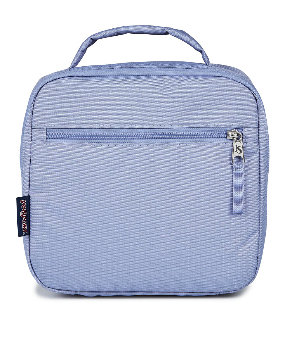 JanSport vue avant du sac Lunch Break lavande ash avec rangement organisé