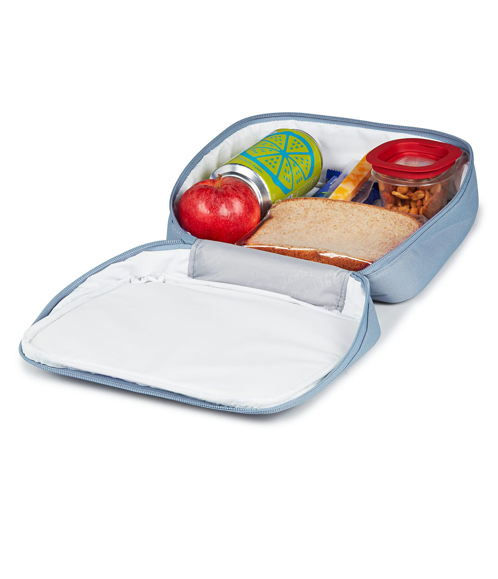 JanSport Lunch Break poche frontale ouverte protégeant couverts et accessoires