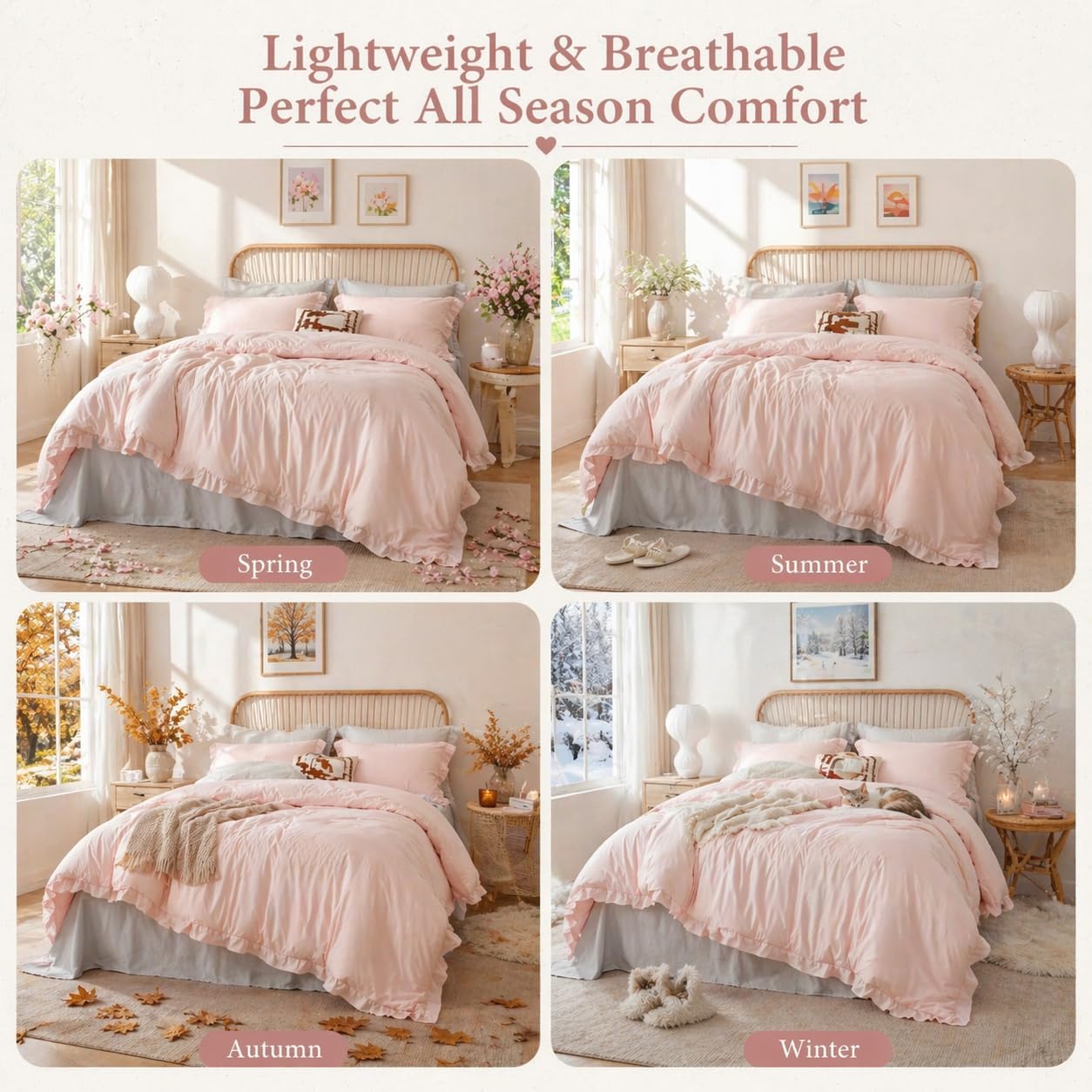 JANZAA couette installée sur lit montre usage quotidien confortable