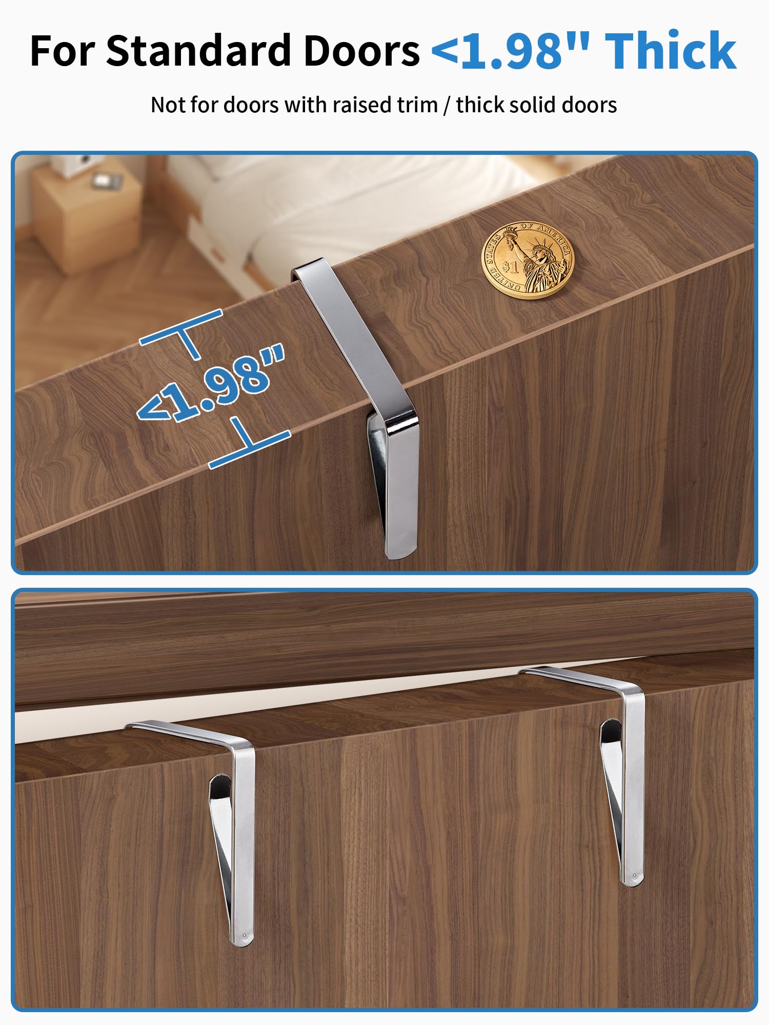 JARLINK crochet métallique installé sur porte pour montage facile