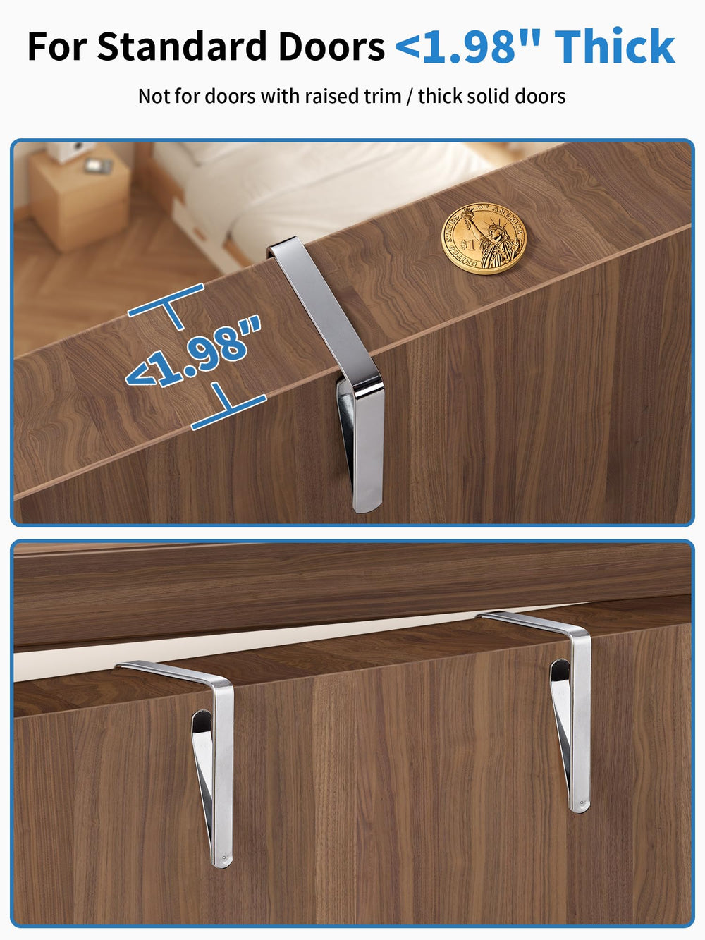 JARLINK crochet métallique installé sur porte pour montage facile