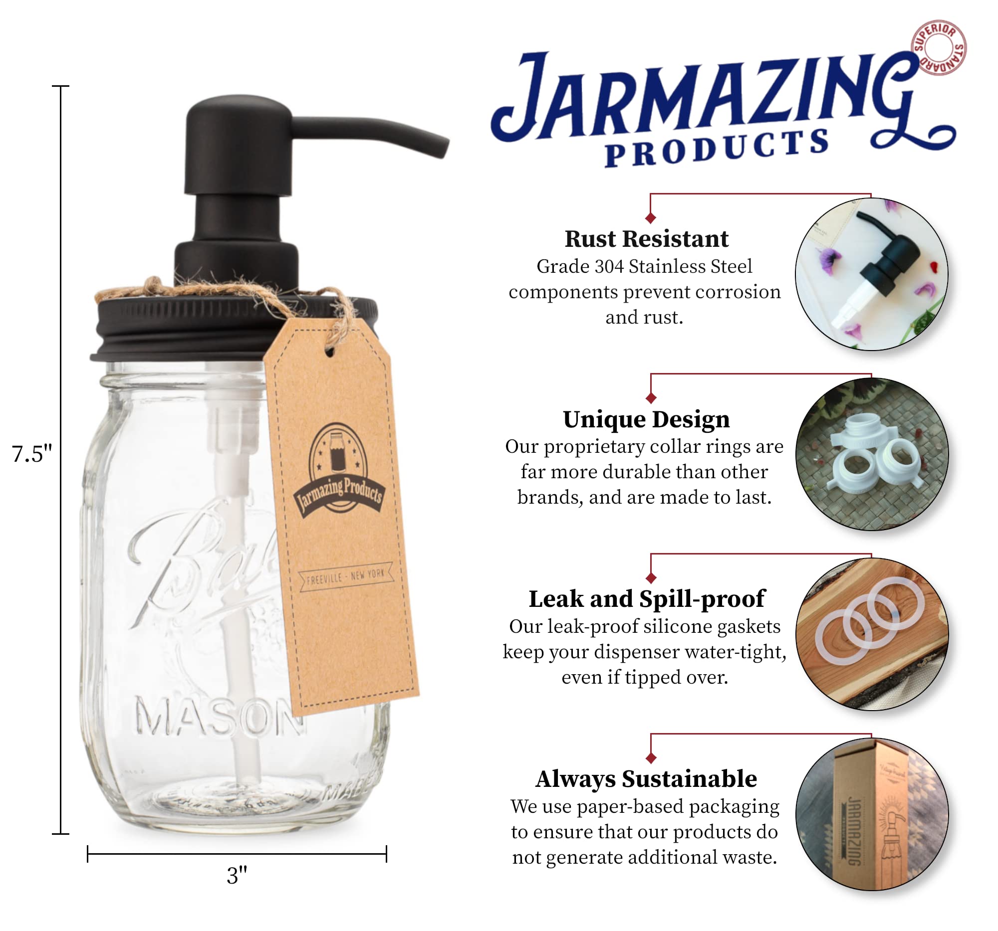 Jarmazing gros plan pompe inox 304 montrant durabilité et fonctionnement fluide