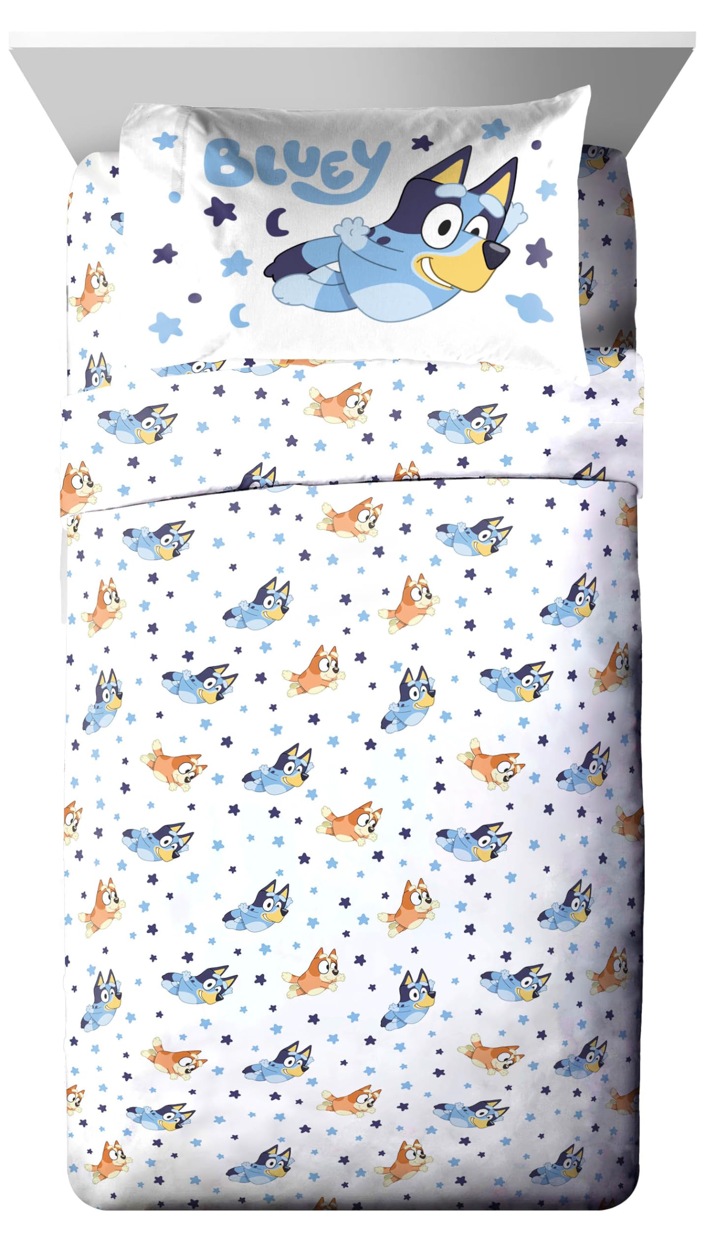 Jay Franco drap-housse Bluey Bingo ajusté sur matelas, facilité d'utilisation