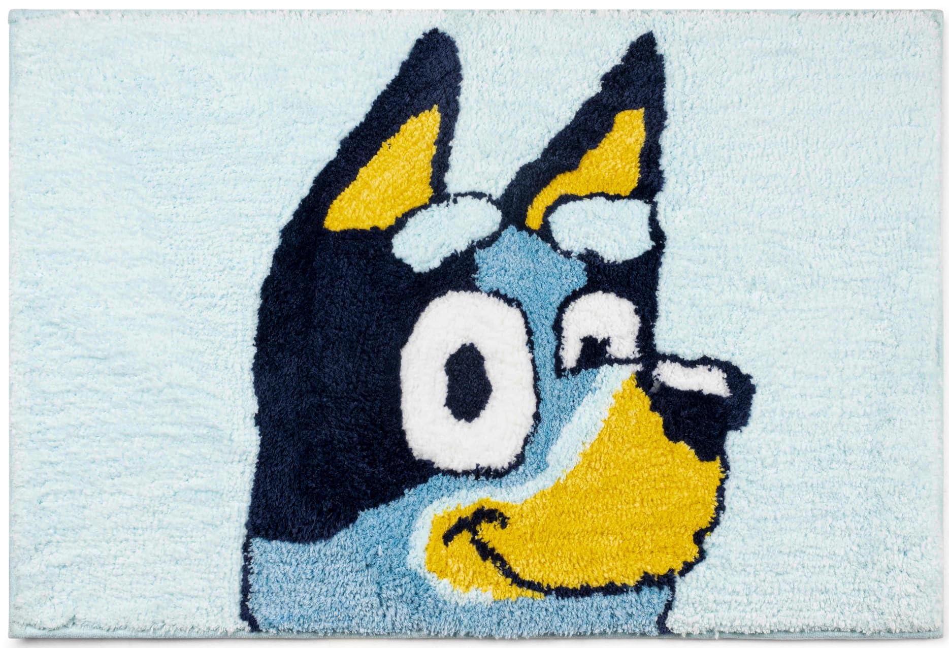 Jay Franco Bluey face avant du tapis montrant le motif coloré et attrayant