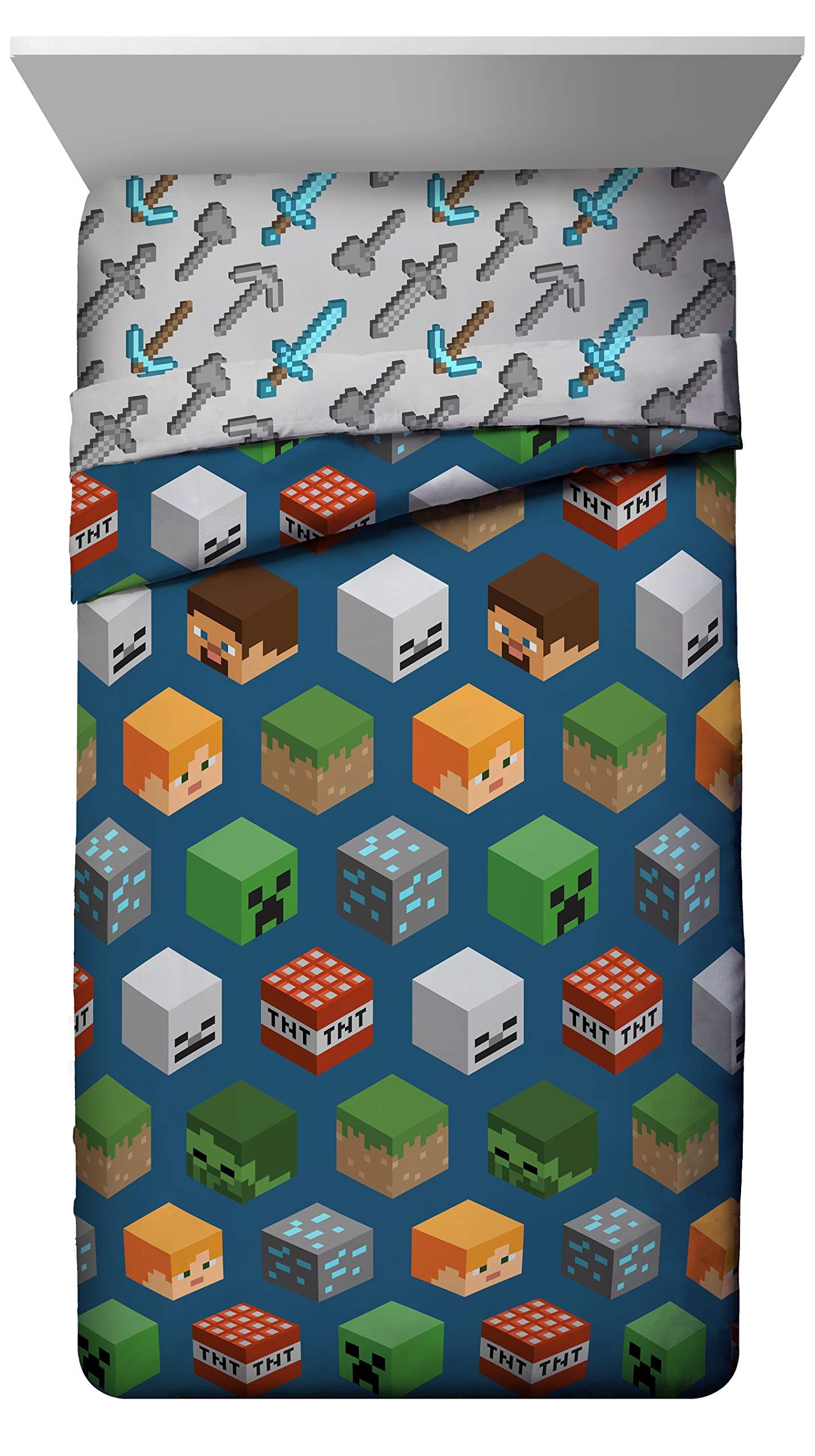 Jay Franco vue frontale de la couette Minecraft pour décoration ludique