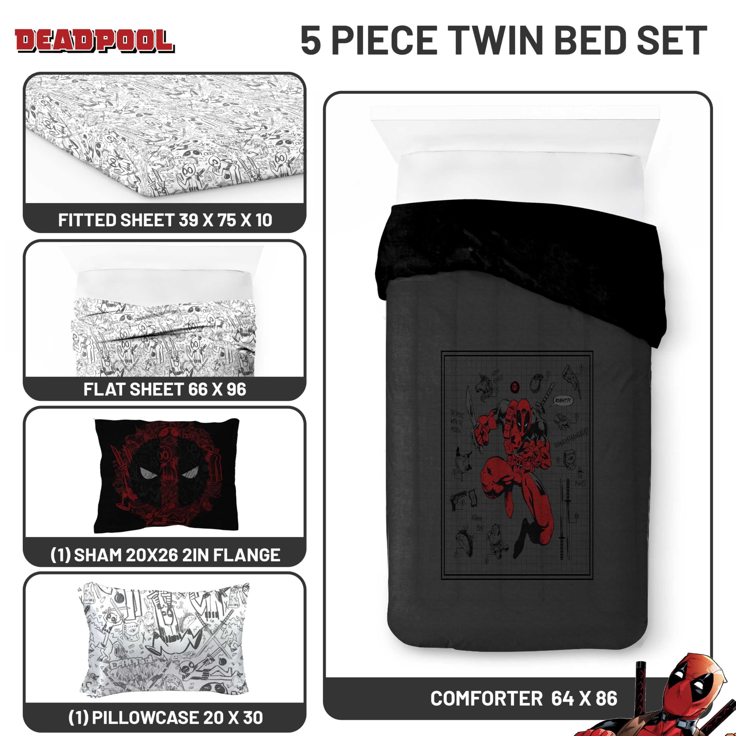Jay Franco Deadpool enfant sur le lit, visuel amusant et accueillant