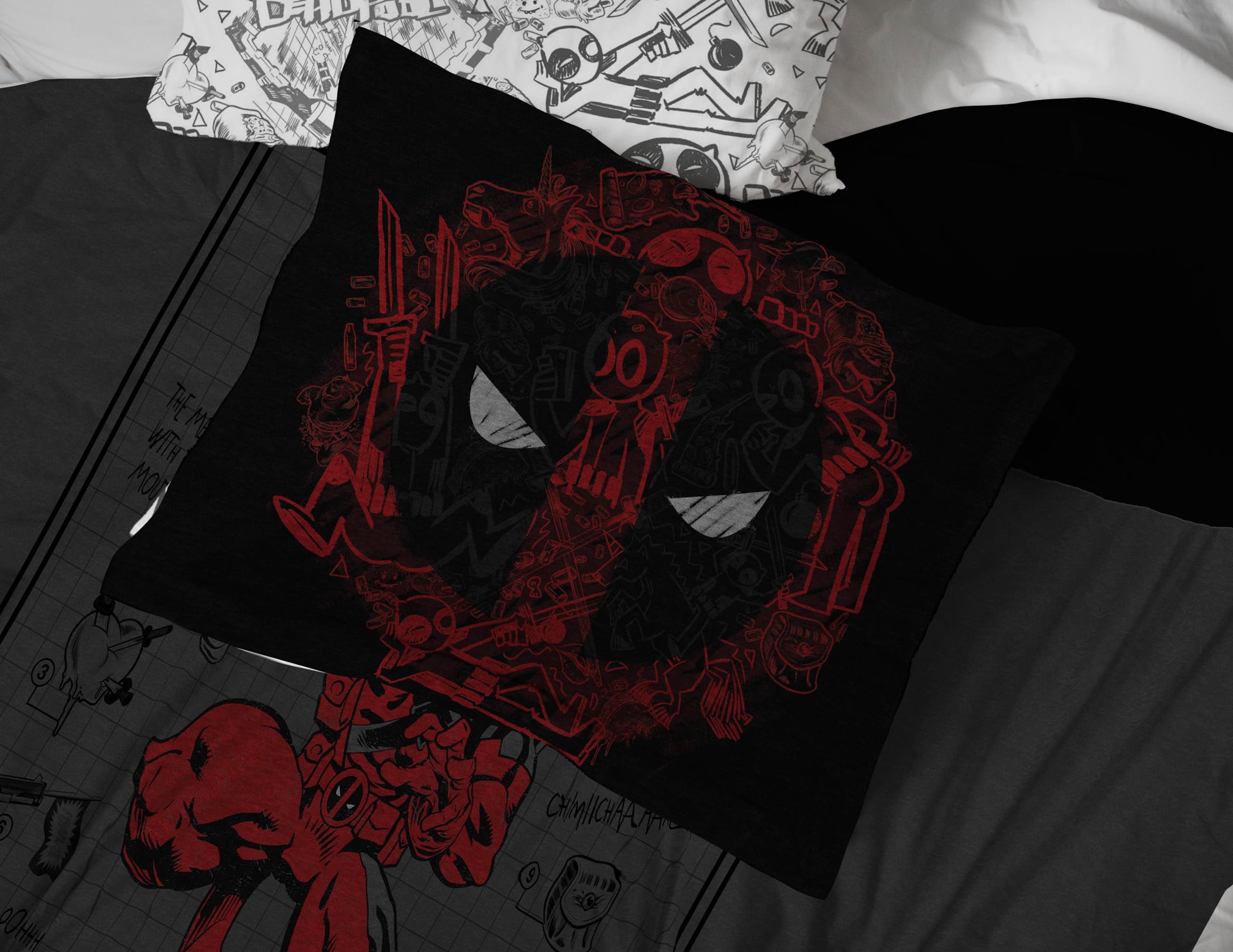 Jay Franco Deadpool taie et housse décorative, look coordonné facile