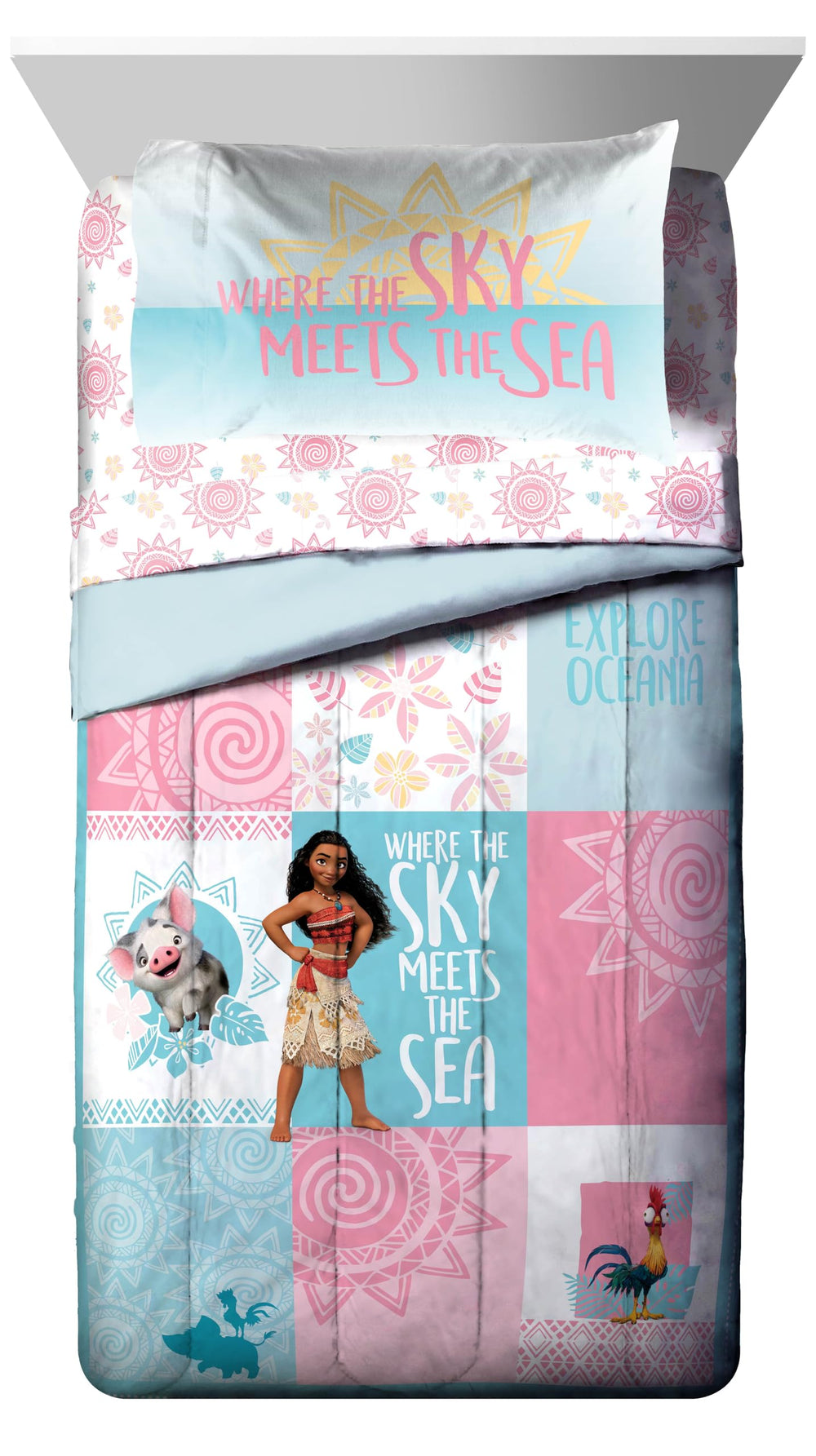Jay Franco Disney Moana gros plan de l'impression montrant détails nets et durables