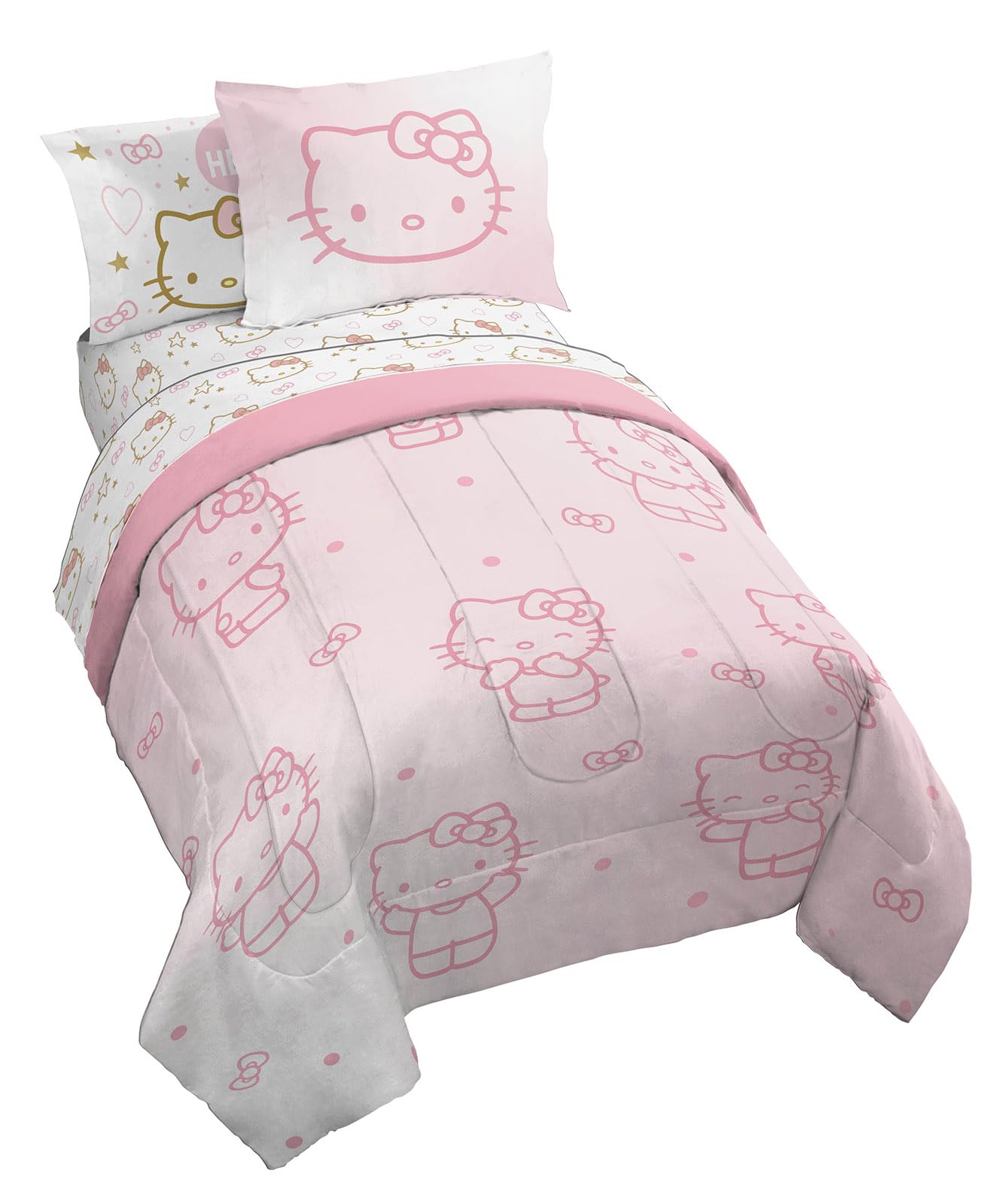 Jay Franco couette Hello Kitty sur lit plein, design joyeux et confortable