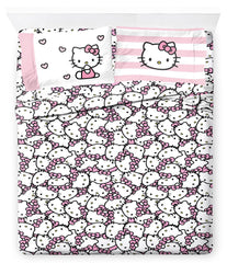 Jay Franco Hello Kitty parure face avant montrant le motif kawaii et couleur vive
