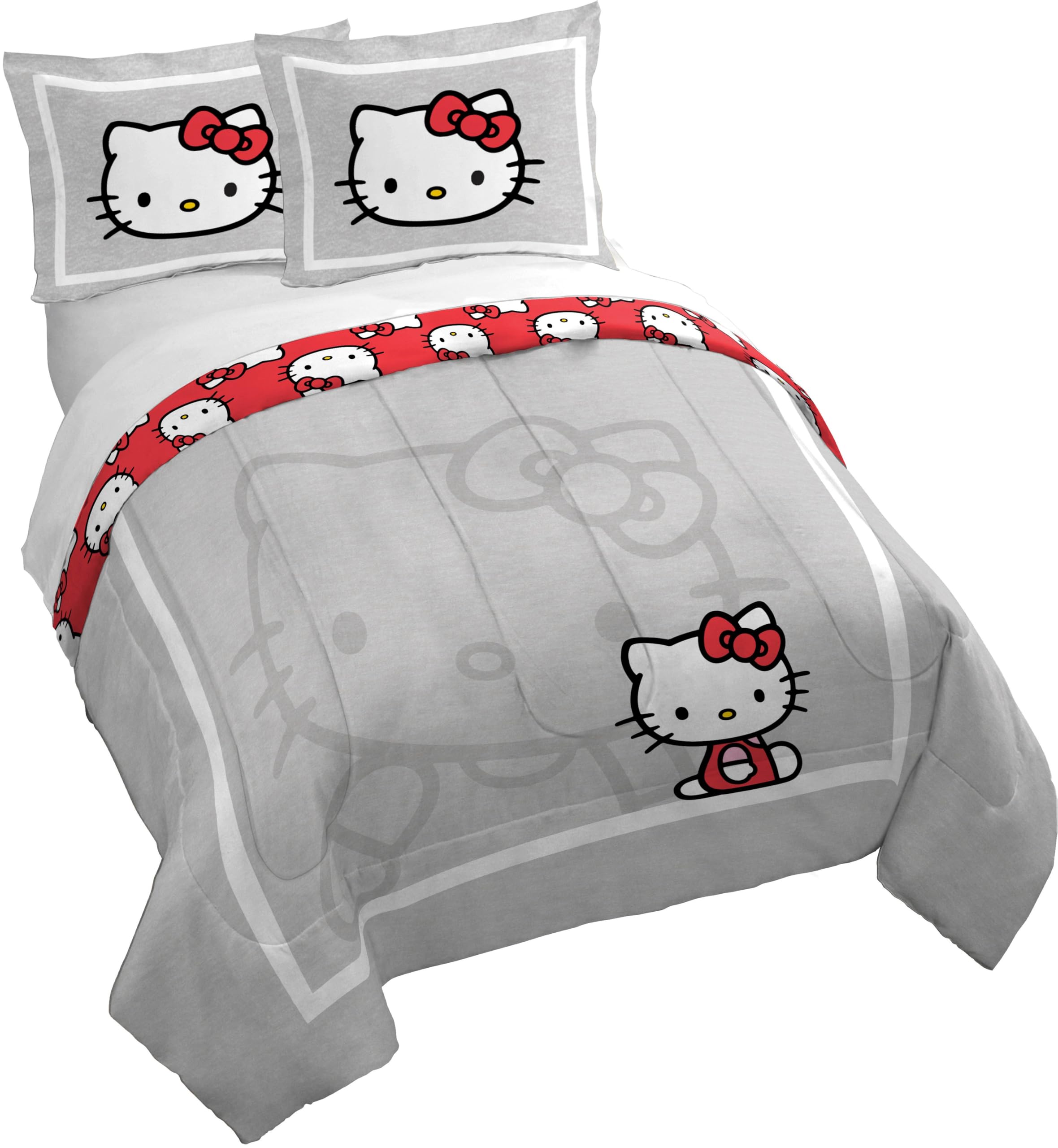 Jay Franco housse de couette frontale Hello Kitty montrant le motif et confort