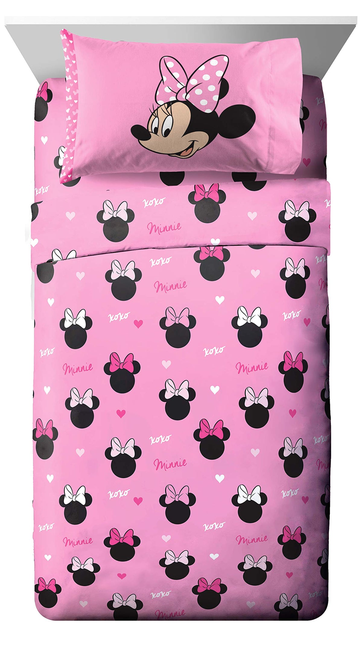 Jay Franco housse de lit Minnie vue avant avec motif joyeux et confort