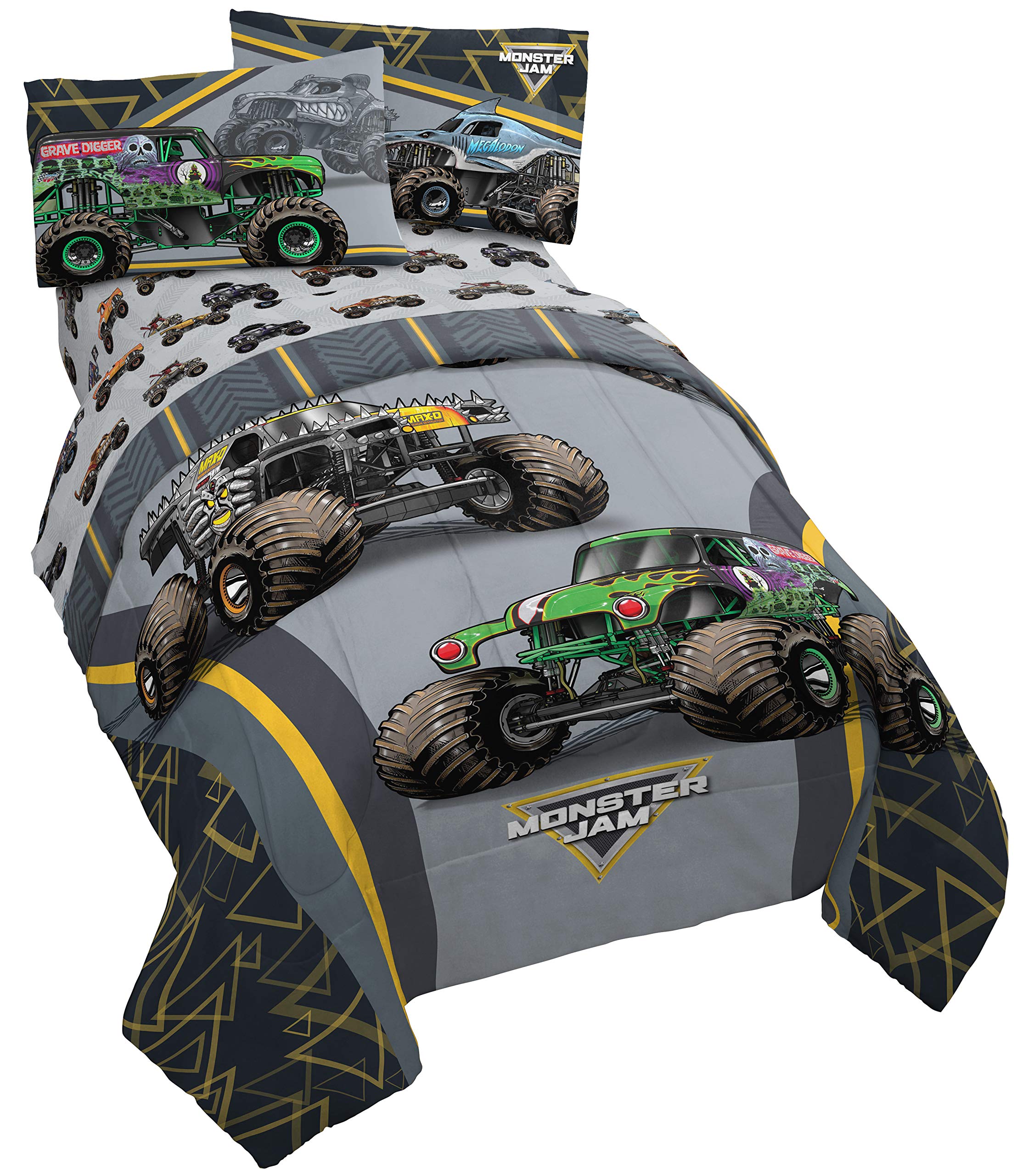 Jay Franco couette Monster Jam montrant Grave Digger, design attractif et durable
