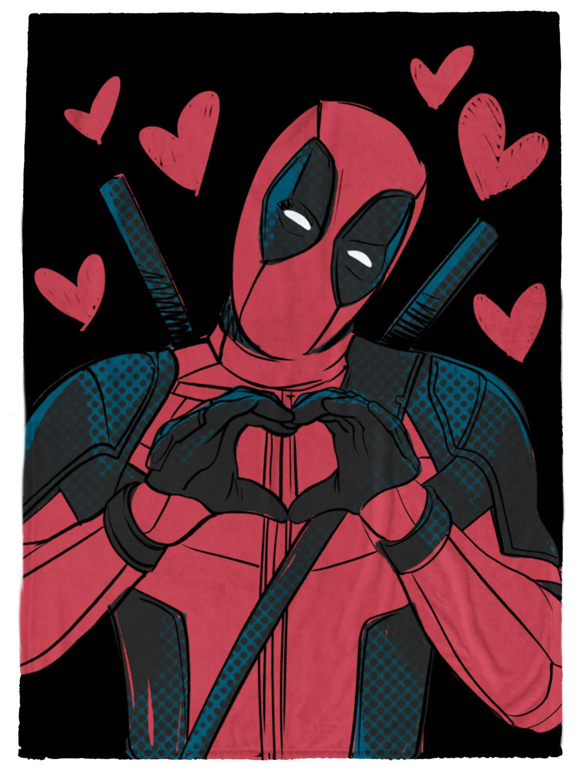 Jay Franco plaid Deadpool face montrant le motif vif et accueillant