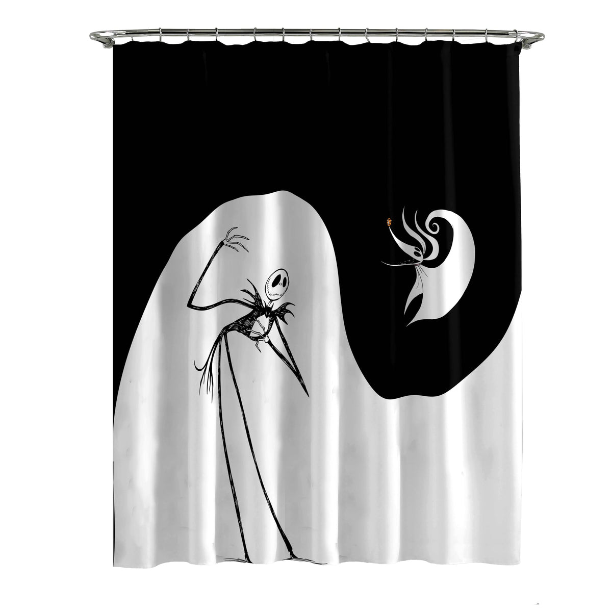 Jay Franco rideau face avant avec Jack Skellington et Zero, apporte style gothique
