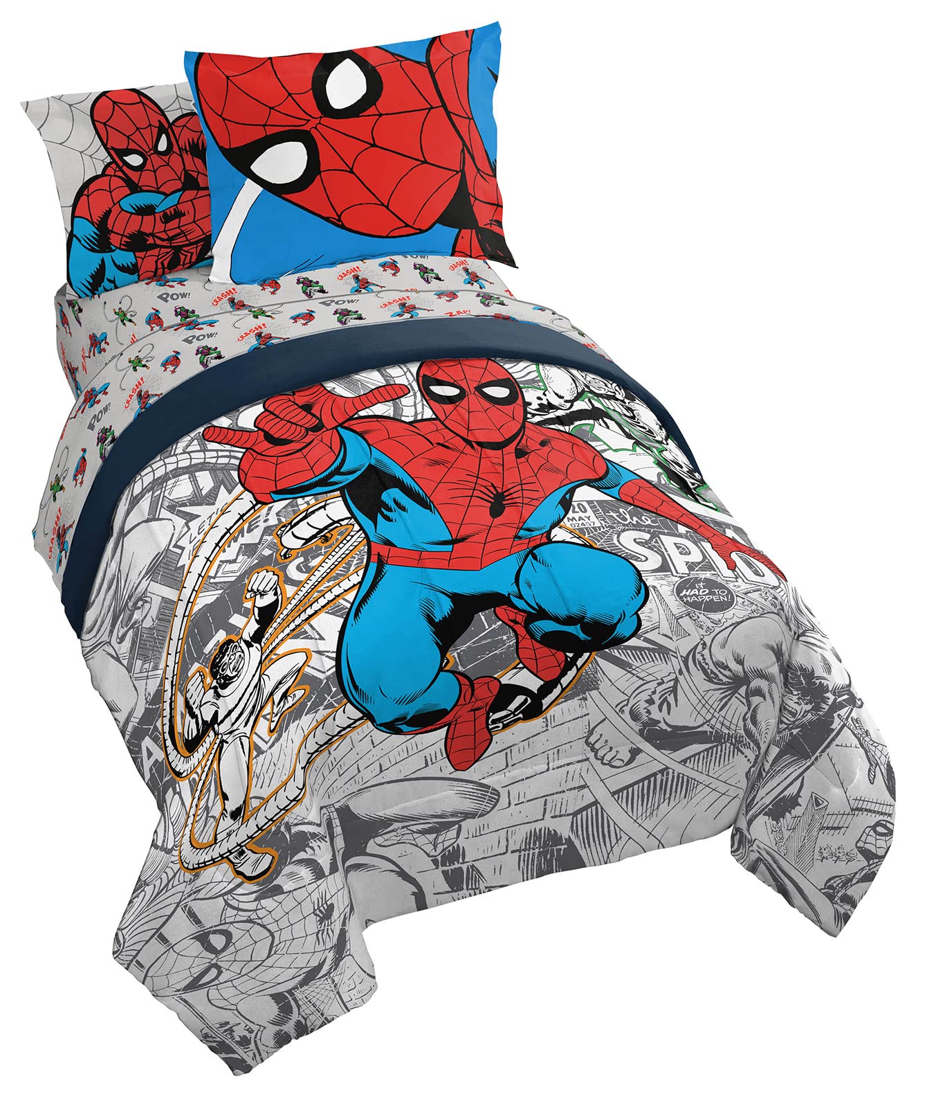 Jay Franco Spiderman visage de la couette montrant motif clair et attrayant