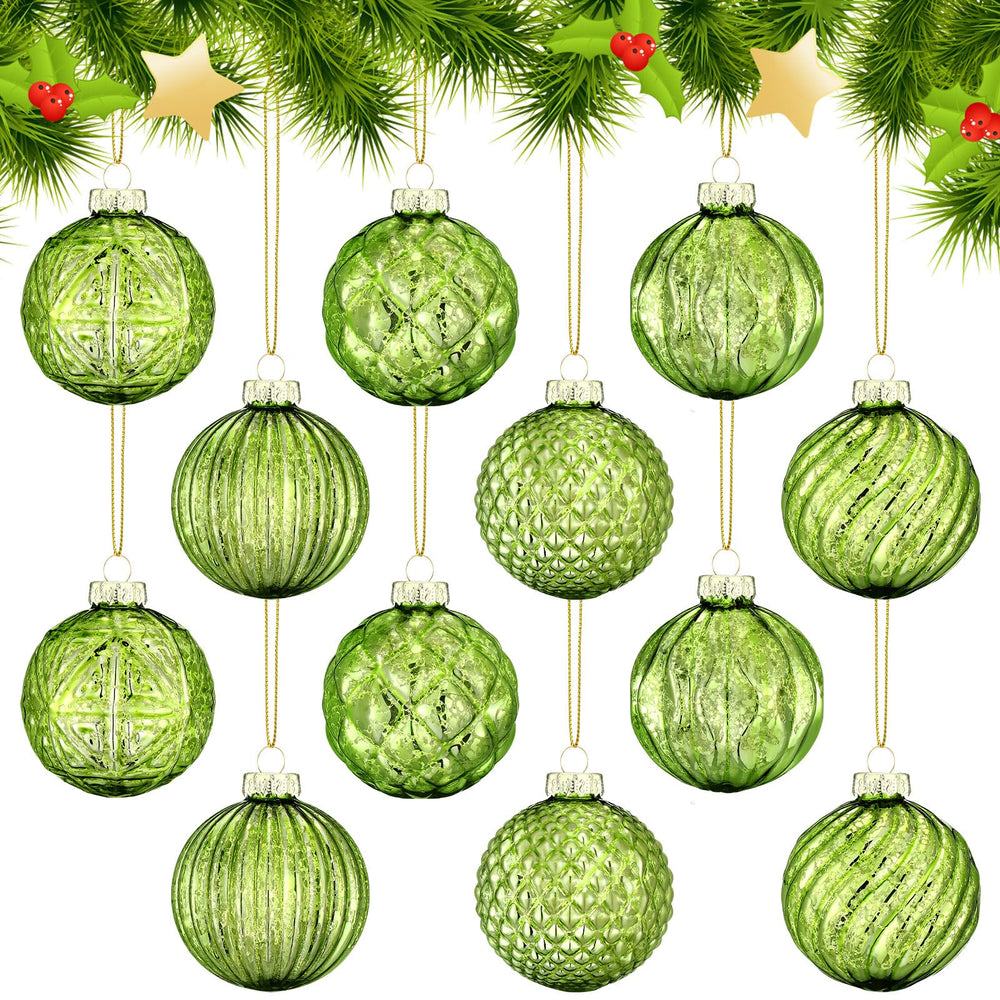 Jenaai boule vert citron vue face avant apporte couleur vive au sapin