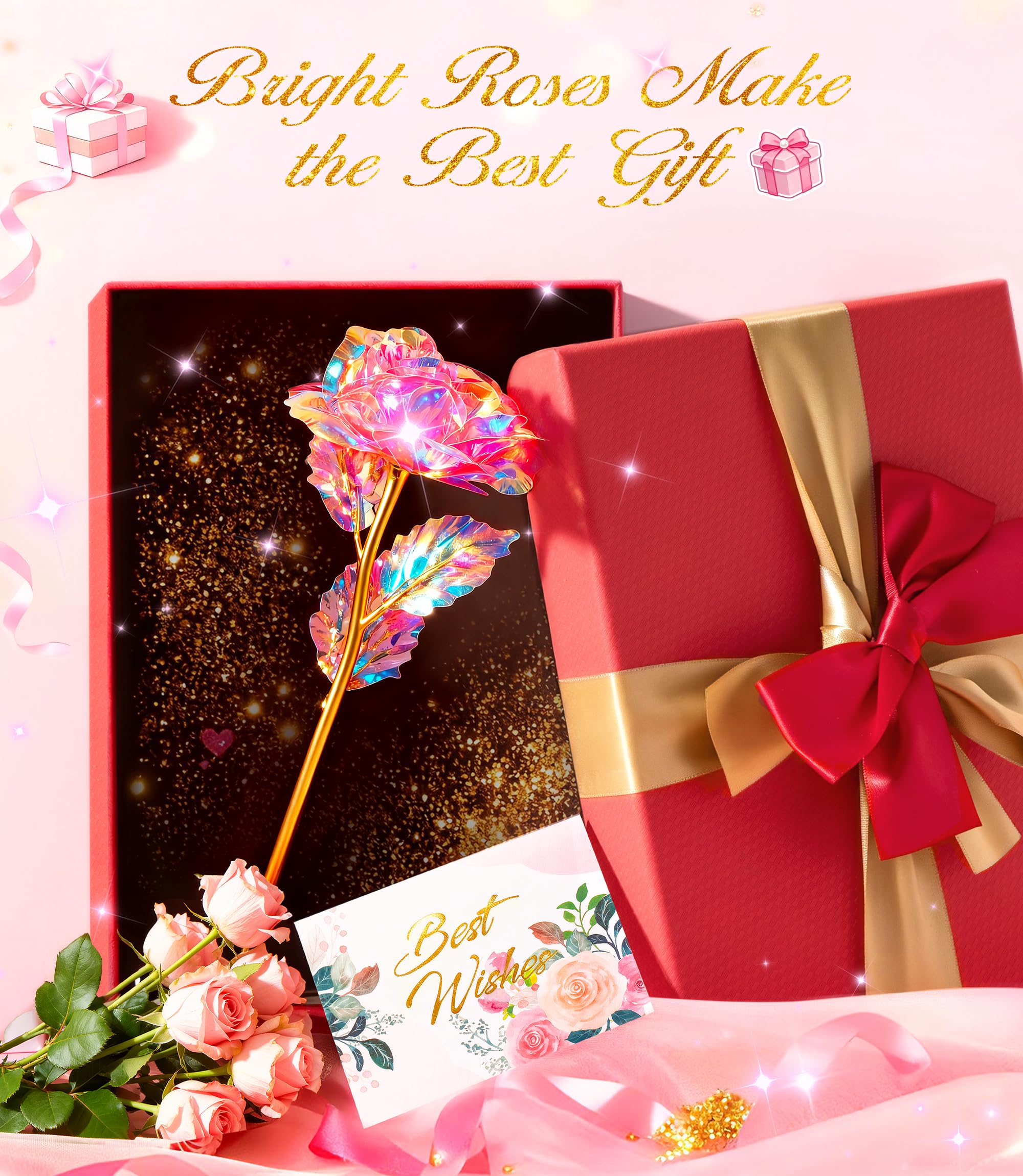 Jeowoqao roses éternelles avec carte, ajoutent touche romantique