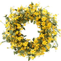 J'FLORU couronne jaune sur porte montrant accueil chaleureux