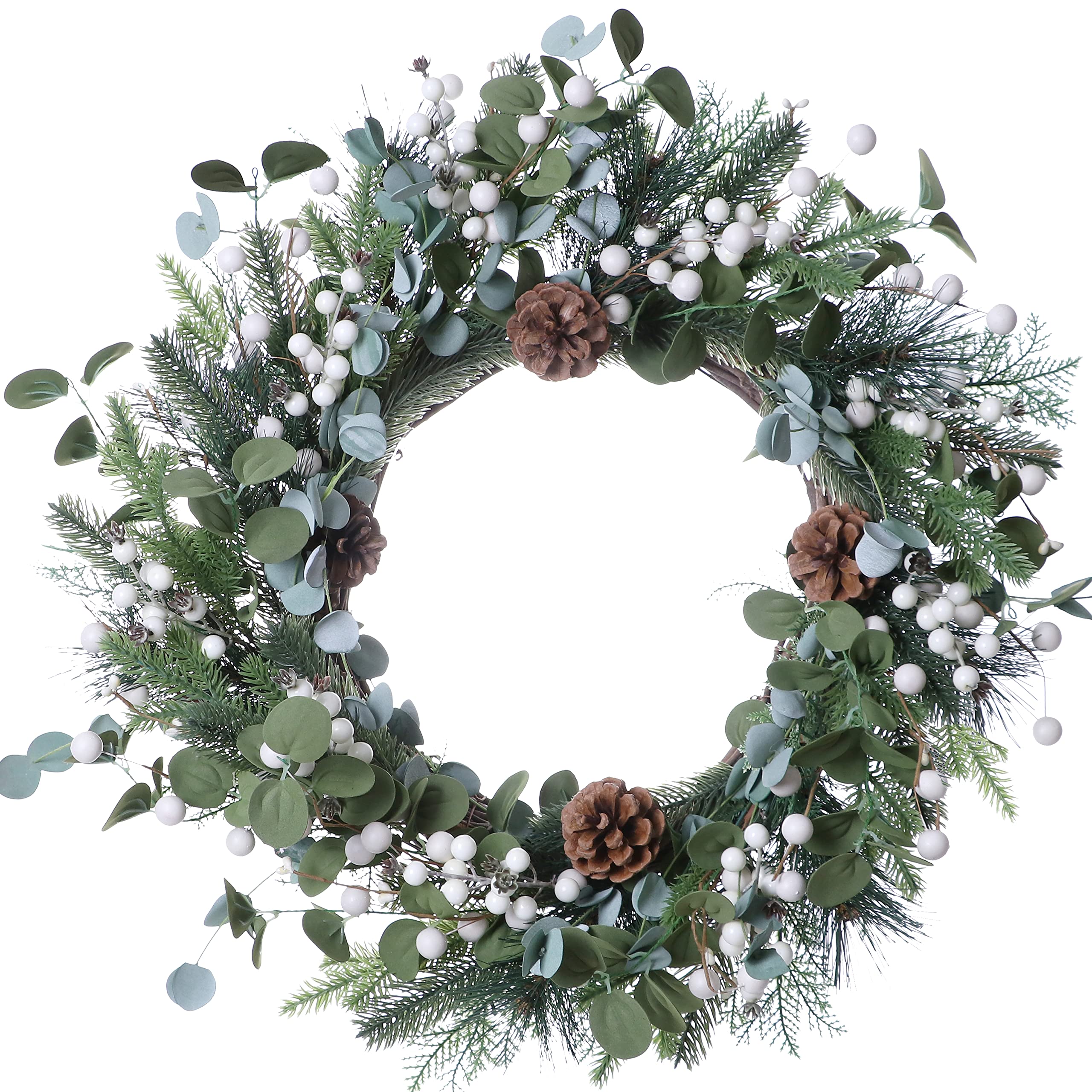 J'FLORU couronne de Noël accrochée à une porte apporte accueil festif