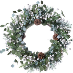 J'FLORU couronne de Noël accrochée à une porte apporte accueil festif