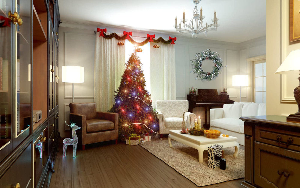 J'FLORU couronne dans salon blanc apporte touche festive sophistiquée