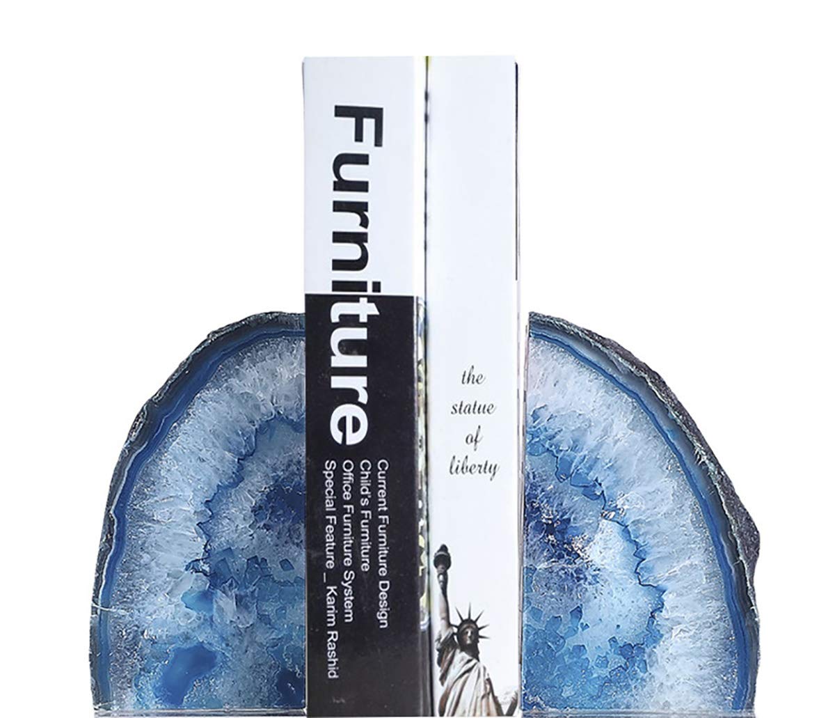JIC Gem serre-livres face polie bleu montrant esthétique et maintien