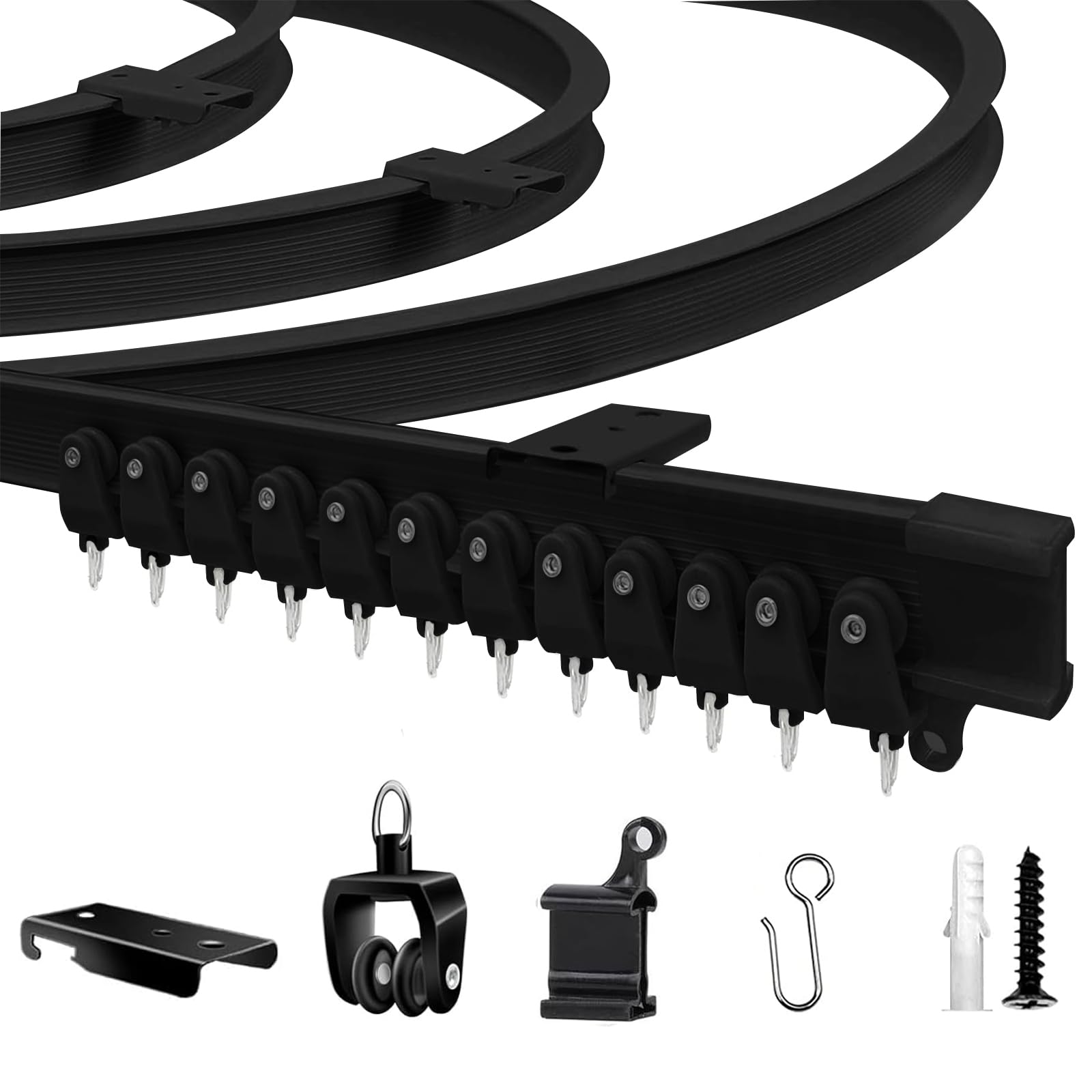 JIHXYER rail de plafond vue de face montrant la finition noire et gain de place