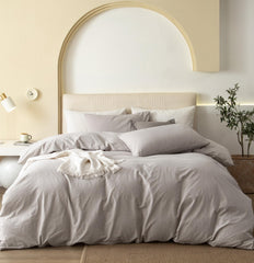 JIYUAN housse de couette vue frontale, style lin relaxé et lit soigné